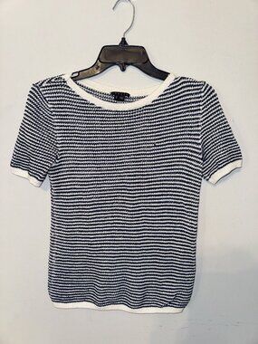 Vintage Theory Knit Top Navy and White
